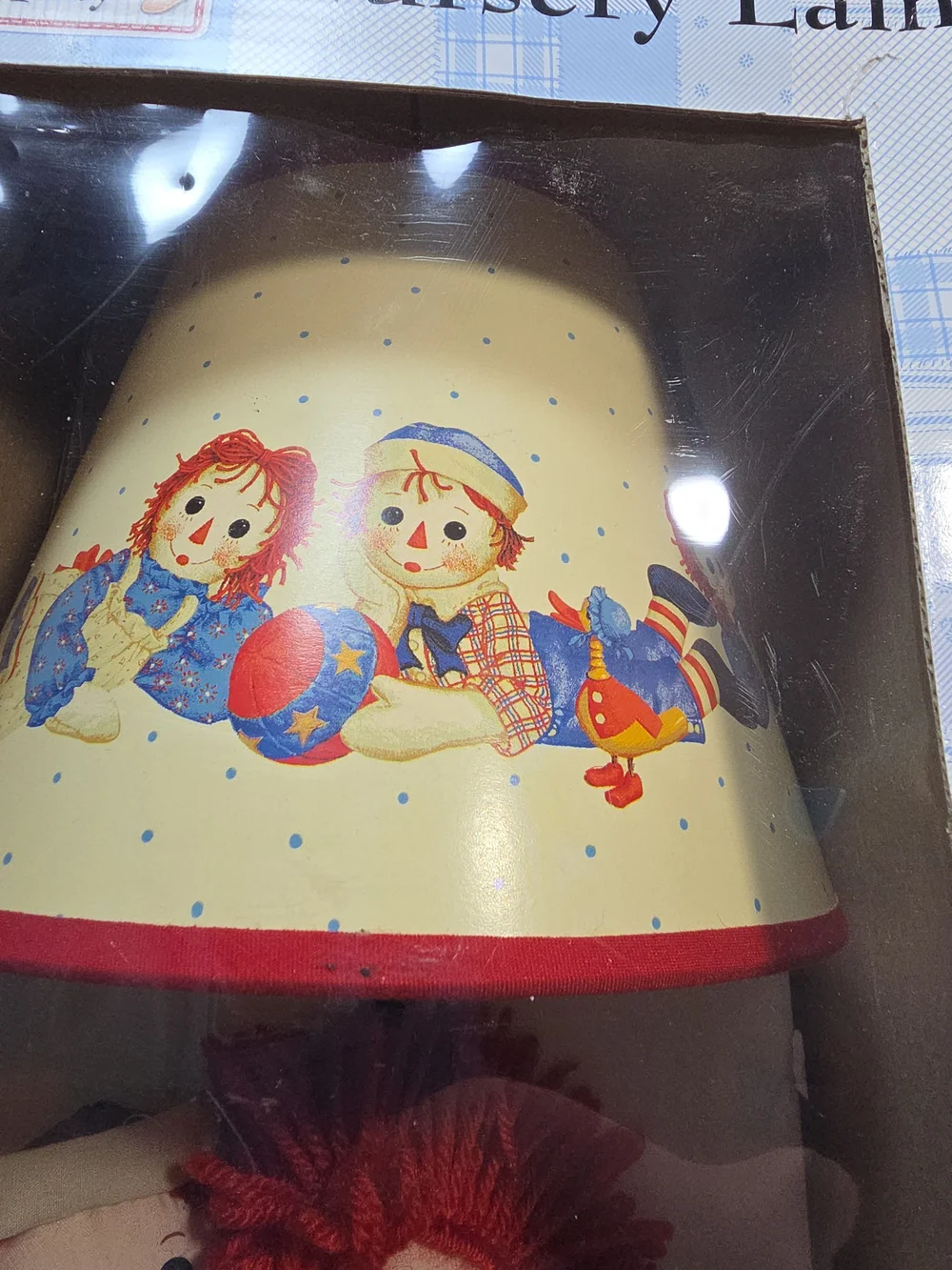 Raggedy Ann & Andy Nursery Lamp w/ Plush Dolls NIB Vintage